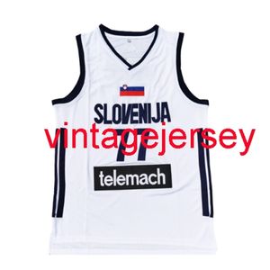 Heren Dames Jeugd Euroleague Wit basketbalshirt #77 DONCIC Gestikt XS-6XL