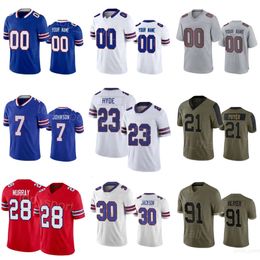 Hommes Femmes Jeunes Football 43 Terrel Bernard Jerseys 21 Poyer 7 Taron Johnson 23 Micah Hyde 28 Latavius Murray 91 Ed Oliver 47 Christian Benford 30 Dane Jackson Uniforme