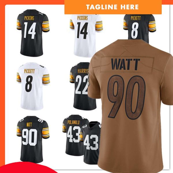 hombres mujeres jóvenes camisetas de fútbol 8 Kenny Pickett 90 T.J. Watt 43 Troy Polamalu 39 Minkah Fitzpatrick 14 George Pickens 22 Najee Harris 24 Joey Porter Jr. 2023 nuevo