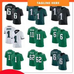 heren dames jeugd Jersey 88 Goedert 11 AJ Brown 6 DeVonta Smith 1 Jalen Hurts 62 Jason Kelce 91 Fletcher Cox 7 Haason Reddick 0 D'Andre Swift Voetbalshirts