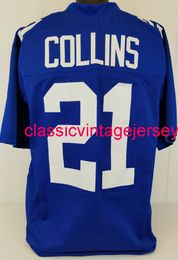 Hommes Femmes Jeunes Landon Collins Custom Sewn Blue Football Jersey XS-5XL 6XL