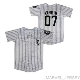 Men Women Youth LK 07 Kingin Baseball Jerseys Borduurwerk naaien witte hiphop straatcultuur 2020 NIEUW