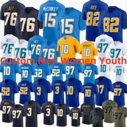 Joe Alt Ladd McConkey Brenden Rice 10 Justin Herbert Football Jersey 52 Khalil Mack 97 Joey Bosa 3 Derwin James Jr Jerseys