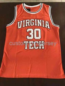 Mannen Vrouwen Jeugd Vintage Dell Curry Virginia Tech Hokies NCAA Basketbal Jerseys Gestikt Aangepaste naam Elk nummer