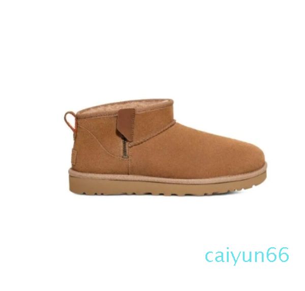 hommes femmes fermeture éclair Ultra Mini bottes de neige Shearling Bootie Casual doux confortable garder au chaud bottes chaussures avec sac à poussière de carte beaux cadeaux