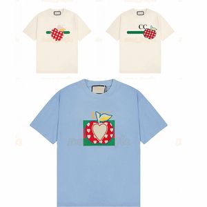 Camiseta con estampado de manzana para hombre y mujer, camisetas con bordado de logotipo clásico, ropa de manga corta a la moda, talla XS-L