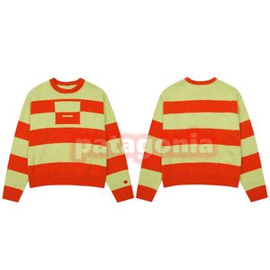 Hombres Mujeres Suéteres casuales Brazalete de alta moda Suéter de cuello redondo Coupls Rayas Jacquard Knit Jumpers Tamaño XS-L