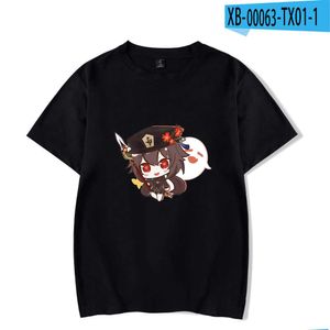 Men/dames genhin impact hu tao t-shirts zomerjongen meisje tiener t shirts streetwear harajuku casual t-shirt cartoon anime kleding y0901