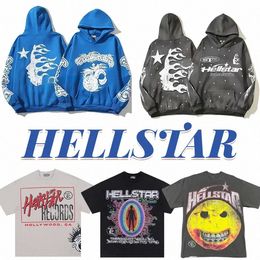 Hommes Femmes Hellstar T-shirt Rappeur Wash Gris Heavy Craft Unisexe À Manches Courtes Top High Street Mode Rétro T-shirt Pour Hommes Taille US S-2XL Z0K9 #