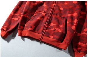 Hombres mujeres amor Sudadera con capucha Estampado de tiburón Suéter de algodón Hip Hop casual Chaqueta de punto roja APE abrigo de camuflaje tamaño S-3XL