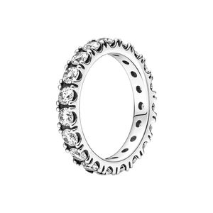 Mannen Vrouwen Sparkling Row Eternity Ring voor Pandora Authentieke Sterling Zilveren Bruiloft Sieraden CZ Diamant Vriendin Gift Verlovingsringen met Originele Doos