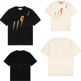 Camiseta de verano para hombre y mujer, camisetas con estampado de letras arcoíris para hombre, ropa de calle, ropa de manga corta, talla XS-L
