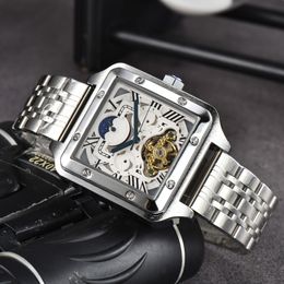 Hommes WEMPS Watch Square Tank Watches Designer Diamond Montres de machines automatiques Bracelet en acier inoxydable Sapphire Glass Watrproof Wrists # 60