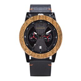 Mannen Houten Wirst Horloges Auto Datum Montre Bois Homme Compleet Kalender Klok Lederen Band Custom Voor Mannelijke Drop Watches303o