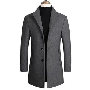 Mannen wol mengsels jassen greppel erwt jas lente winter effen kleur hoge kwaliteit heren wollen jas luxe merk kleding 211122