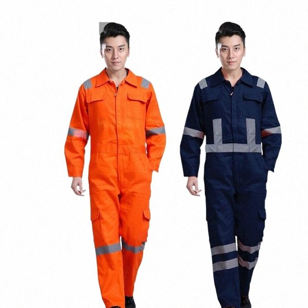 Uniformes de travail pour hommes Salopette haute visibilité Vêtements de travail Bandes réfléchissantes de sécurité Bleu Orange Vêtements de travail Atelier Combinaisons de travail mécanique z257 #