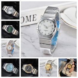 Men de bracelet Quartz Omegawatch Watch Date Fashion Square Blue Calan Bleu en acier inoxydable STRAPE CONSTRUCTION