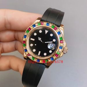Herenhorloges 40 mm 116695 126679 Elastiekjes Roestvrij zwarte wijzerplaat 3235 ETA-beweging Mechanisch Automatisch Dames Rainbow Diamond Watch Horloges U1