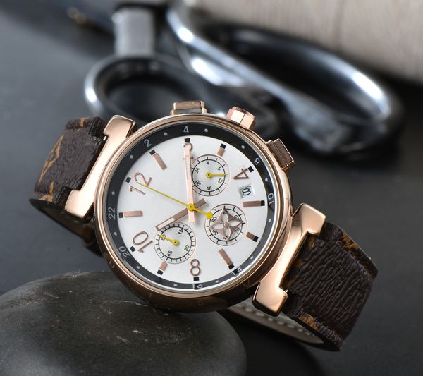 Relojes de pulsera para hombre, marca original superior, relojes para hombre, movimiento de cuarzo, fecha automática, reloj de pulsera deportivo, cronógrafo, relojes con correa de cuero