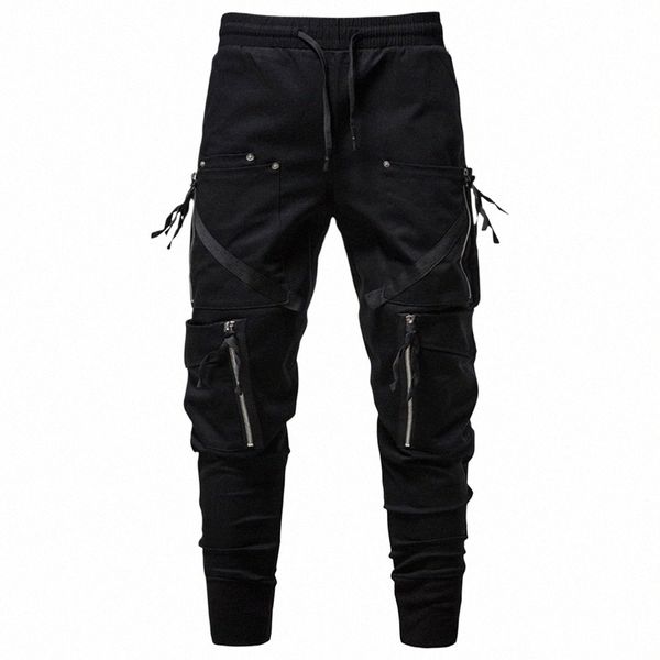 Hommes Y2K Cargo Pantalon Zipper Poche Tactique Techwear Ninja Jogger Pantalon Noir Fi Streetwear Pantalon Punk Pantalon De Survêtement Pantalon x7OZ #