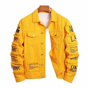 Hommes Y2K Denim Veste Patches Coupe-vent Cott Trucker Stretch Jeans Veste Manteau Cowboy Randonnée Lettre Veste De Moto Pour Hommes N8YC #