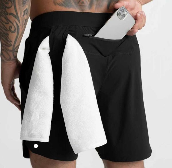 Hommes Yoga Sports lulus Shorts Cinquième pantalon Fitness en plein air Séchage rapide Poche arrière zippée Couleur unie Casual Running lululemens tops qualité discount mode