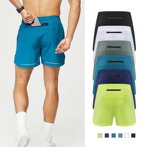 Men Yoga Sports Korte snel droge shorts met achterzak mobiele telefoon Casual lopende sportschool jogger pant lu lu lu 5516ess