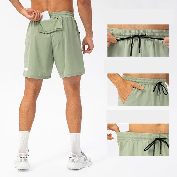 ll Men Yoga Sports Short Shorts de secado rápido con bolsillo trasero Teléfono móvil Casual Running Gym Jogger Pant E21412