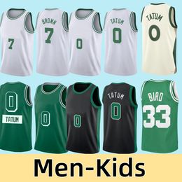 Chiffre de basket-ball Men-Youth-Kids Jayson Tatum Jaylen 7 Brown Larry Bird Wear City Mitchell Ness Retro Jersey