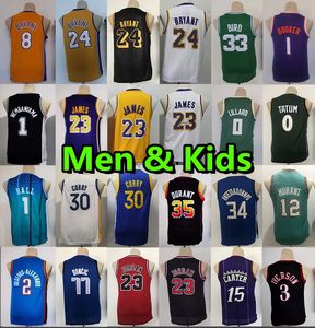 Mannen jeugd kinderen basketbal jerseys Stephen Curry Giannis James Anthony Edwards Lamelo Ball Kevin Durant Jayson Tatum Ja Morant Bryant Luka Doncic Lillard City Jersey