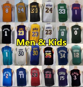 Hombres Juvenil para niños Jerseys de baloncesto Stephen Curry James Devin Booker Kevin Durant Jayson Tatum Ja Morant Giannis Antetokounmpo Bryant Lamelo Ball Children Jersey