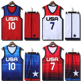 Maillot d'entraînement de basket-ball pour hommes et jeunes enfants, ensemble de survêtements de l'équipe américaine, maillots respirants, uniformes personnalisés imprimés 240122