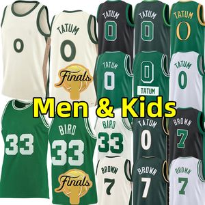 Mannen Jeugdkinderen Jayson Tatum Basketball Jerseys Jaylen 7 Brown Larry Bird Jersey Retro City Wear volwassenen kinderen