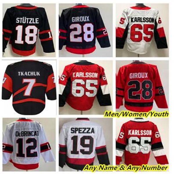 Hommes jeunes femmes personnalisés Brady Tkachuk maillots Thomas Chabot Claude Giroux Drake Batherson Erik Brannstrom Jake Sanderson Anton Forsberg Tim Stutzle Joseph cousu