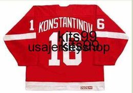Mannen jeugd vrouwen vintage hockeys #16 vladimir konstantinov hockey jersey maat s-5xl of custom enige naam of nummer