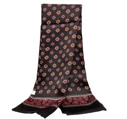 MEN039S 100 SILK SCHAAG DUBBELE LAAG Lange halsdoek Cravat Sneeuwvlokpatroon 2 kleuren4946225