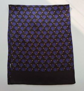 Men039s 100 foulard en soie foulard Long Double couche motif moulin à vent bleu marron 8215737