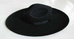 MEN039S 100 wollen Fedoras hoed brede rand oversized 12 cm wollen hoed mode zwart wol vilt fedora wollen kap paardensport hoed b85385724