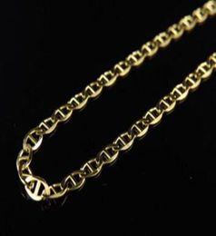 Men039s 10k Gold jaune massif 2 5 mm Flat Mariner Link Style Chain 1624 pouces264f1702477