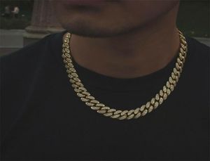 Men039s 12 mm Miami Diamond Cuban Link Chain Real 14k Gold Gold Solid Full Real Icy Chocker 1624 pulgadas Cubic Zirconia Jewely4901372