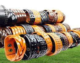 Men039s 30pcpack BlackbrownCrownCoffee authentique en cuir large bracelets bracelets en vrac entiers en vrac new9436532