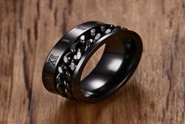 Men039s 8 mm en acier inoxydable chaîne de spinner inquiétude anneau romain numéro de méditation bracelet or bijoux masculin noir anel aneis2510329