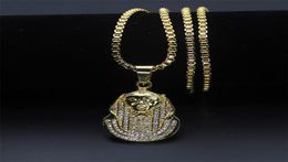 Men039S bijoux africain alliage zinc 18k Gold plaqué Egyptien Pharaon Pendant Collier 30quot Box Box Hip Hop3470066