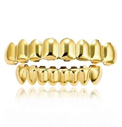 Men039s et femmes039S Gold Grillz Braces Fashion Hiphop Jewelry 8 Haut Braces et 6 Orcers inférieurs6252334