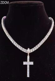 Collier pendentif croix style hommes et femmes 039s, chaîne de tennis en zircon de 4mm, magnifique collier hiphop, bijoux à la mode gif93013352638524