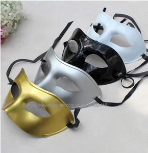 Men039s Ball Mask Fancy Discion Up Party Venetian Masquerade Masques Plastique Half Face Black blanc or Silver Color3314506