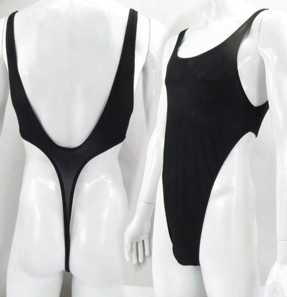 Men039 Formadores de cuerpo Bodysuit tanga tanga leotard profundo u back spandex de nylon ligeramente tthru panal malhmen039s5800563