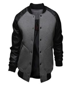 Men039s Bomber Chaquetas con cuero de PU Manga larga Casual Hombre Outwear Moda Chaqueta para hombre Abrigo Moda Béisbol Base Abrigos 2025983172