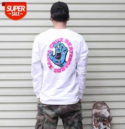 Men039S Brand Student Street Skateboard Santa Cruz Ghost Hand Longsleeved Tshirt Skater Clothes Base Z6397723352