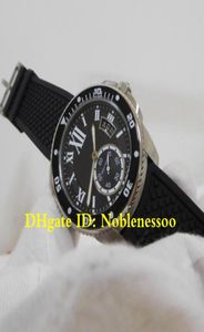 Men039s Calibre de montre Black Roman Calan Automatique 42 mm en acier W7100056 STRAP DE RÉDLEMENT